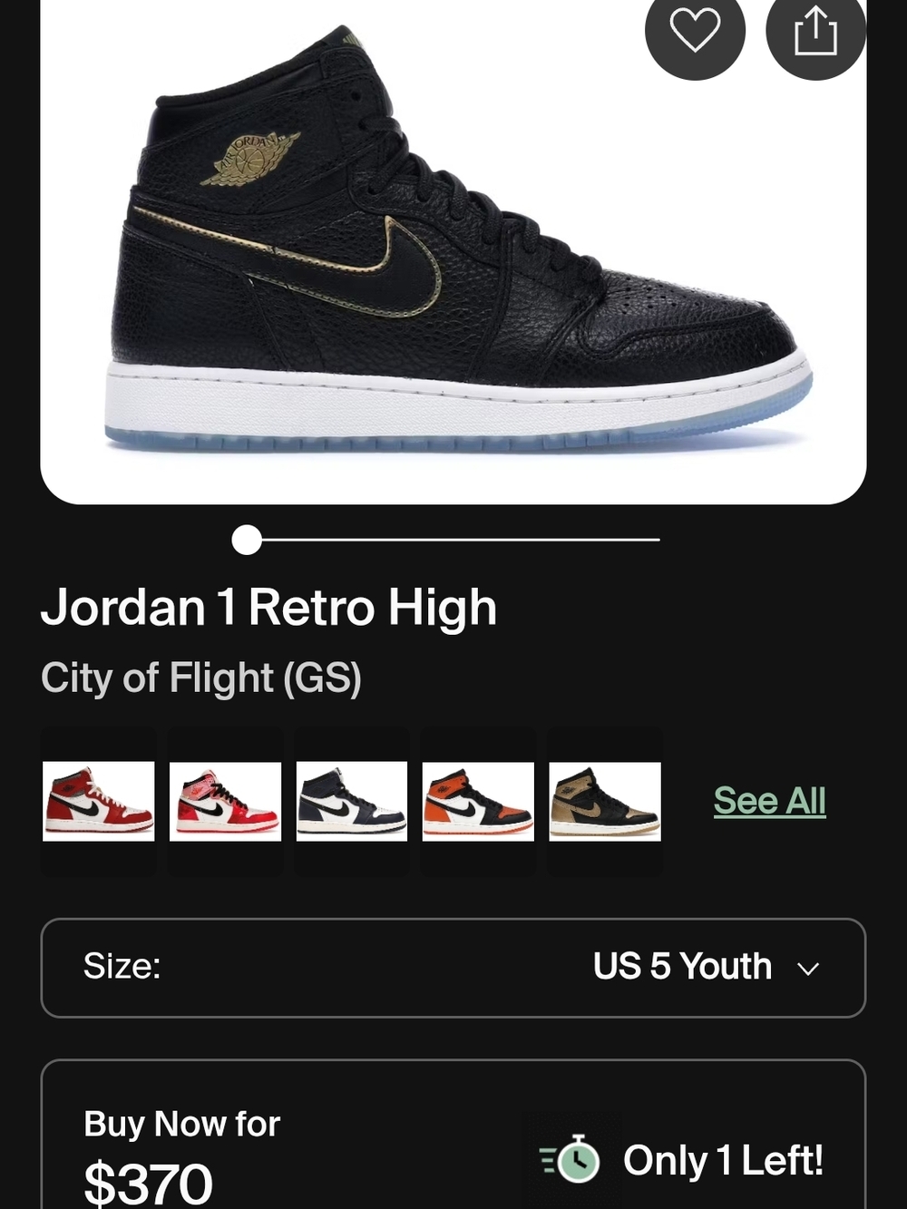 Air Jordan 1 Retro High "City of Flight" - Black/Gold